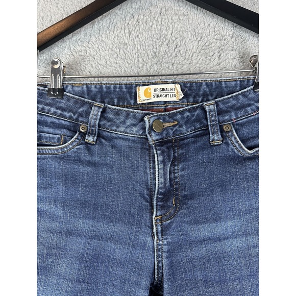 Carhartt Jeans Womens 10 Regular Blue Original Fit Straight Leg Flannel Lined